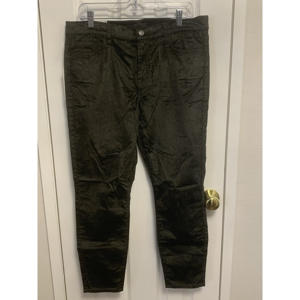 NWT 7 FOR ALL MANKIND The Ankle Gwenevere  Skinny Women's Velvet Pants Green 32